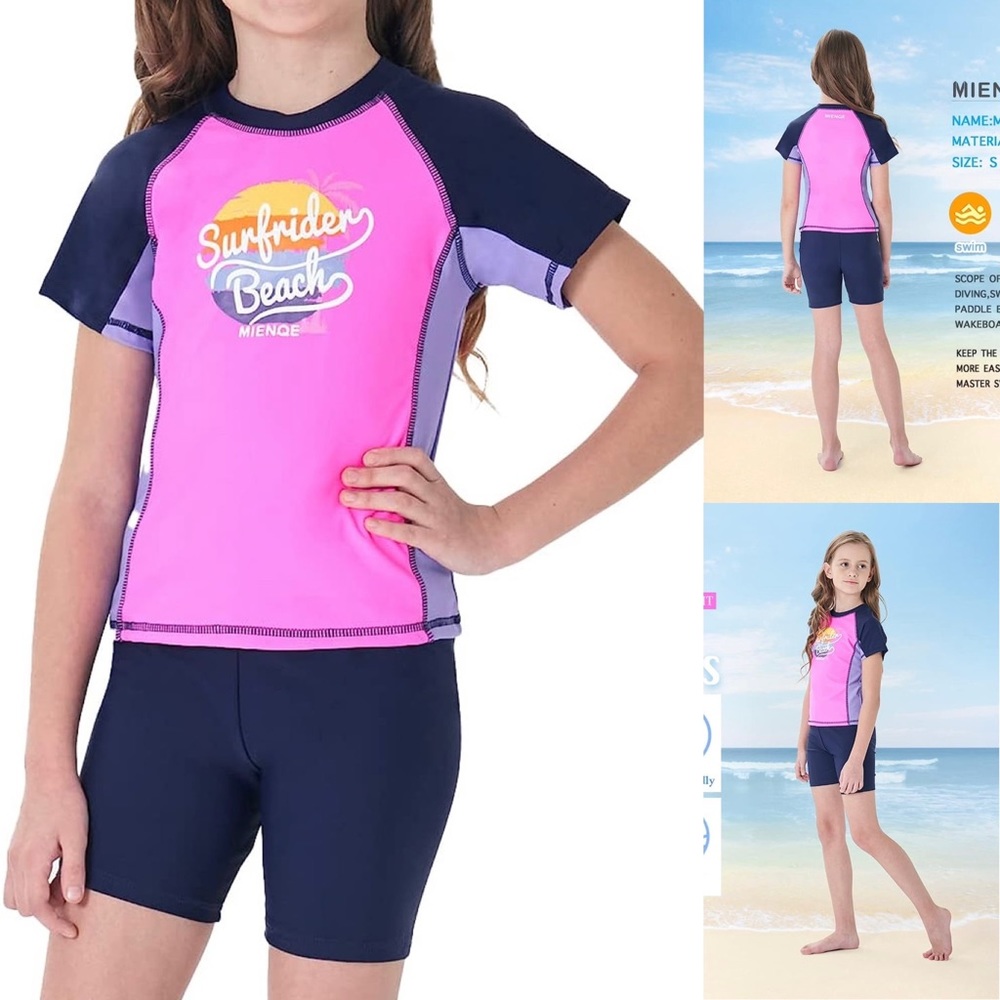 MIENOE Girls' Swimsuit 2 Piece Kid Swimsuit UPF 50+ Sun Protection Bathing Suits